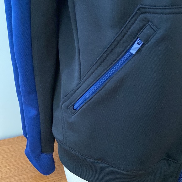 Adidas black and royal blue Climalite training jacket with hood. Girl’s Large. - Picture 7 of 15